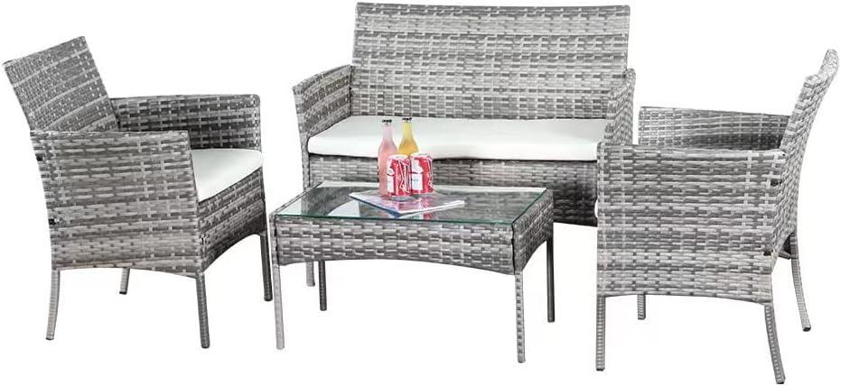 Multicoloured Rattan Garden Sofa Set - 4 Piece Patio Furniture Set - XEO Home